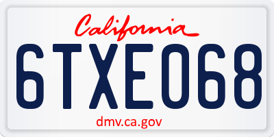 CA license plate 6TXE068