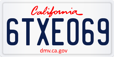 CA license plate 6TXE069
