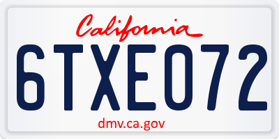 CA license plate 6TXE072