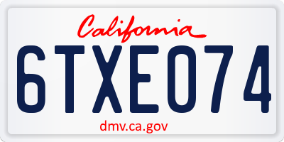 CA license plate 6TXE074