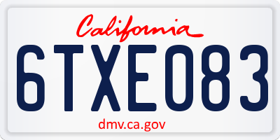 CA license plate 6TXE083