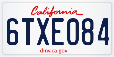 CA license plate 6TXE084