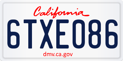 CA license plate 6TXE086