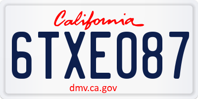 CA license plate 6TXE087