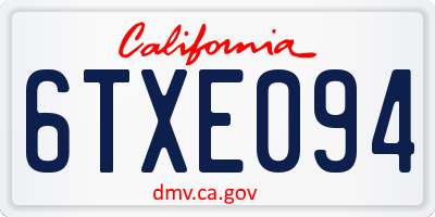 CA license plate 6TXE094