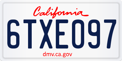 CA license plate 6TXE097