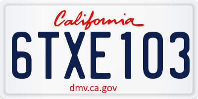 CA license plate 6TXE103