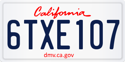 CA license plate 6TXE107