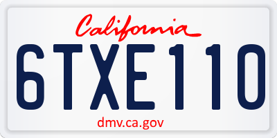 CA license plate 6TXE110