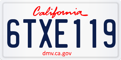CA license plate 6TXE119