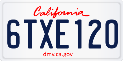 CA license plate 6TXE120