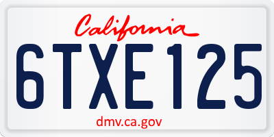 CA license plate 6TXE125