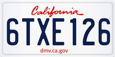 CA license plate 6TXE126