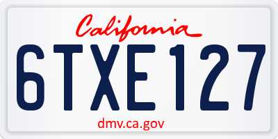 CA license plate 6TXE127