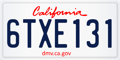 CA license plate 6TXE131