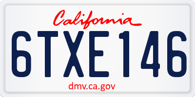 CA license plate 6TXE146