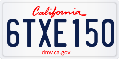 CA license plate 6TXE150