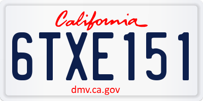 CA license plate 6TXE151