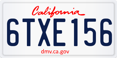 CA license plate 6TXE156