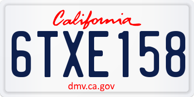 CA license plate 6TXE158