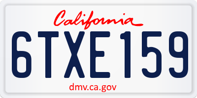 CA license plate 6TXE159