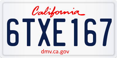 CA license plate 6TXE167
