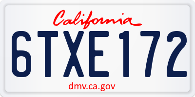 CA license plate 6TXE172