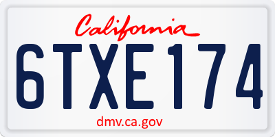 CA license plate 6TXE174