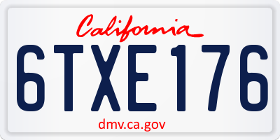 CA license plate 6TXE176