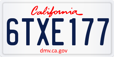 CA license plate 6TXE177