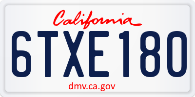 CA license plate 6TXE180