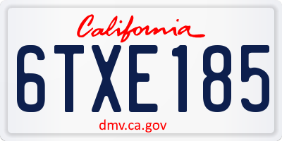 CA license plate 6TXE185