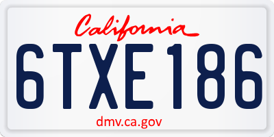 CA license plate 6TXE186