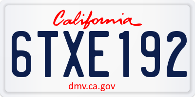 CA license plate 6TXE192