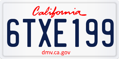 CA license plate 6TXE199