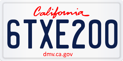 CA license plate 6TXE200