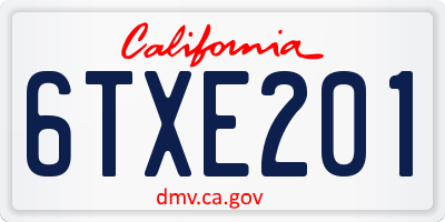 CA license plate 6TXE201