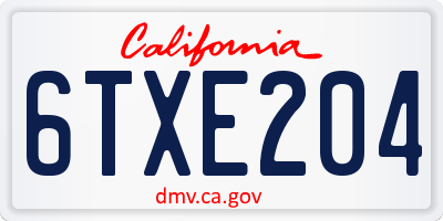 CA license plate 6TXE204