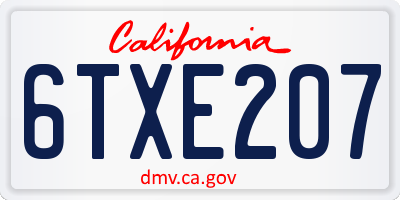 CA license plate 6TXE207
