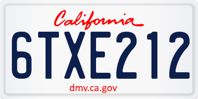 CA license plate 6TXE212