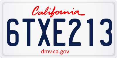CA license plate 6TXE213