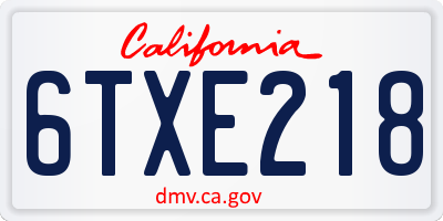 CA license plate 6TXE218
