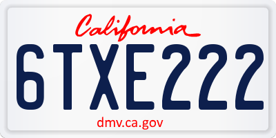 CA license plate 6TXE222