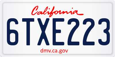 CA license plate 6TXE223