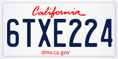 CA license plate 6TXE224