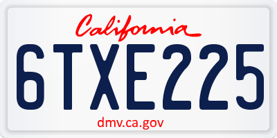 CA license plate 6TXE225