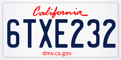 CA license plate 6TXE232