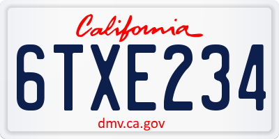 CA license plate 6TXE234