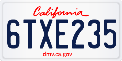 CA license plate 6TXE235