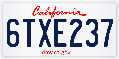 CA license plate 6TXE237